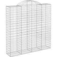 Berkfield Home Decorative Arched Gabion Baskets 2 pcs 200x50x200/220 cm Galvanis in Silver