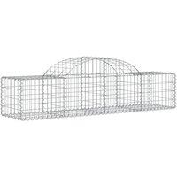 Berkfield Home Decorative Arched Gabion Baskets 11 pcs 200x50x40/60 cm Galvanise in Silver