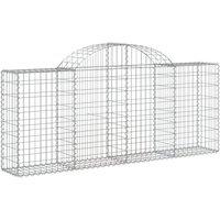 Berkfield Home Decorative Arched Gabion Baskets 11 pcs 200x30x80/100 cm Galvanis in Silver