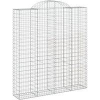 Berkfield Home Decorative Arched Gabion Baskets 2 pcs 200x50x220/240 cm Galvanis in Silver