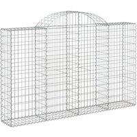 Berkfield Home Decorative Arched Gabion Baskets 2 pcs 200x30x120/140 cm Galvanis in Silver