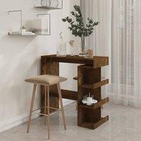 Berkfield Home Modern Bar Table with Storage Rack Smoked Oak 100x50x101.5cm Engi in Brown | Size: 100x50x101.5 cm