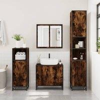 Berkfield Home Sturdy Bathroom Cabinet Smoked Oak 35x37.5x188.5 cm Engineered Wo in Brown