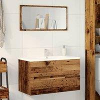 Berkfield Home Spacious Bathroom Hanging Cabinet Old Wood 80x38.5x45 cm Engineer in Brown