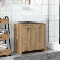Berkfield Home Comfortable Bathroom Sink Cabinet Artisan Oak 60x33x60 cm Enginee in Brown | Size: 60 x 33 x 60 cm