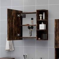 Berkfield Home Practical Bathroom Mirror Cabinet Smoked Oak 62.5x20.5x64cm Engin in Brown | Size: 62.5x20.5x64 cm