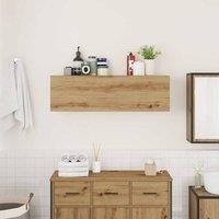 Berkfield Home Decorative Bathroom Wall Cabinet Artisan Oak 100x25x30 cm Enginee in Brown | Size: 100 x 25 x 30 cm