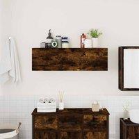 Berkfield Home Decorative Bathroom Wall Cabinet Smoked Oak 100x25x30 cm Engineer in Brown | Size: 100 x 25 x 30 cm