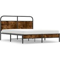 Berkfield Home Elegant Bed Frame Without Mattress 150x200 cm Smoked Oak Engineer in Brown