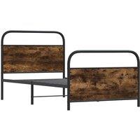 Berkfield Home Elegant Bed Frame Without Mattress 90x190 cm Single Smoked Oak En in Brown