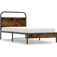 Berkfield Home Elegant Bed Frame Without Mattress 100x190 cm Smoked Oak Engineer in Brown