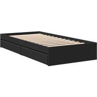 Berkfield Home Modern Bed Frame with Drawers without Mattress Black 75x190 cm Sm | Size: Small Single