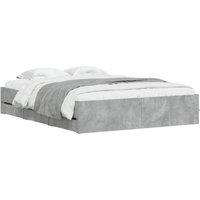 Berkfield Home Modern Bed Frame with Drawers without Mattress Concrete Grey 140x
