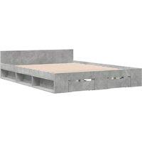 Berkfield Home Modern Bed Frame with Drawers without Mattress Concrete Grey 140x