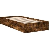 Berkfield Home Modern Bed Frame with Drawers without Mattress Smoked Oak 90x190 in Brown | Size: Single