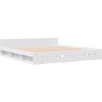 Berkfield Home Modern Bed Frame with Drawers without Mattress White 180x200 cm S | Size: Super King