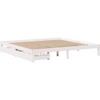 Berkfield Home Restful Bed Frame with Drawers without Mattress White 180x200 cm | Size: Super King