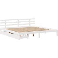 Berkfield Home Decorative Bed Frame with Drawers without Mattress White 180x200 | Size: Super King