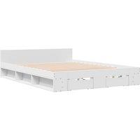 Berkfield Home Modern Bed Frame with Drawers without Mattress White 150x200 cm K | Size: King