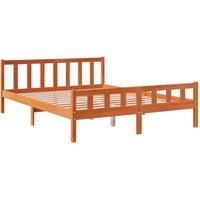 Berkfield Home Beautiful Bed Frame with Headboard Wax Brown 150x200 cm King Size