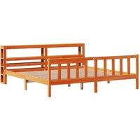 Berkfield Home Beautiful Bed Frame with Headboard Frame Wax Brown 180x200 cm Sup | Size: Super King