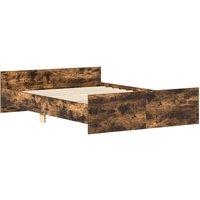 Berkfield Home Durable Bed Frame with Headboard & Footboard Smoked Oak 120x190 in Brown | Size: Small Double