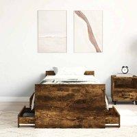 Berkfield Home Durable Bed Frame with Headboard & Footboard Smoked Oak 75x190 in Brown | Size: Small Single