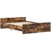 Berkfield Home Durable Bed Frame with Headboard & Footboard Smoked Oak 135x190 in Brown | Size: Double