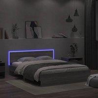 Berkfield Home Durable Bed Frame with Headboard & LED Grey Sonoma 150x200 cm K | Size: King