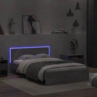 Berkfield Home Durable Bed Frame with Headboard & LED Concrete Grey 120x190 cm | Size: Small Double