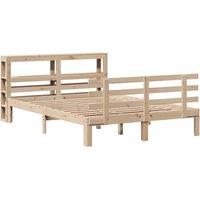 Berkfield Home Beautiful Bed Frame with Headboard without Mattress 120x190 cm Sm in Light Tan