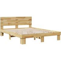 Berkfield Home Beautiful Bed Frame with Headboard without Mattress 140x190 cm So in Light Oak