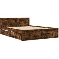 Berkfield Home Durable Bed Frame with Headboard without Mattress Smoked Oak 120x in Brown | Size: Small Double