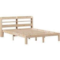 Berkfield Home Beautiful Bed Frame with Headboard without Mattress 150x200 cm Ki in Natural | Size: King