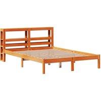 Berkfield Home Beautiful Bed Frame with Headboard Frame Wax Brown 150x200 cm Kin | Size: King