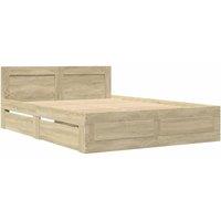 Berkfield Home Durable Bed Frame with Headboard without Mattress Sonoma Oak 120x in Light Brown | Size: Small Double
