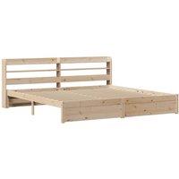 Berkfield Home Beautiful Bed Frame with Headboard without Mattress 180x200 cm Su in Light Brown | Size: Super King