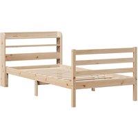 Berkfield Home Beautiful Bed Frame with Headboard without Mattress 75x190 cm Sma in Light Tan | Size: Small Single