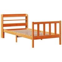 Berkfield Home Beautiful Bed Frame with Headboard without Mattress Wax Brown 100