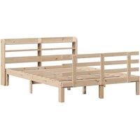Berkfield Home Beautiful Bed Frame with Headboard without Mattress 150x200 cm Ki in Light Brown | Size: King