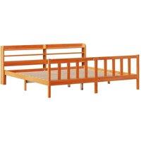 Berkfield Home Beautiful Bed Frame with Headboard Frame Wax Brown 180x200 cm Sup | Size: Super King