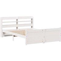 Berkfield Home Beautiful Bed Frame with Headboard without Mattress White 150x200 | Size: King