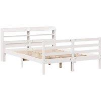 Berkfield Home Beautiful Bed Frame with Headboard without Mattress White 150x200 | Size: King