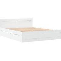 Berkfield Home Durable Bed Frame with Headboard without Mattress White 150x200 c | Size: King