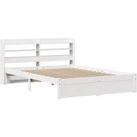 Berkfield Home Beautiful Bed Frame with Headboard without Mattress White 150x200 | Size: King