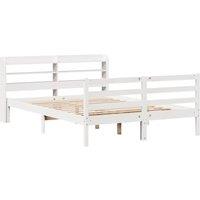 Berkfield Home Beautiful Bed Frame with Headboard without Mattress White 150x200 | Size: King
