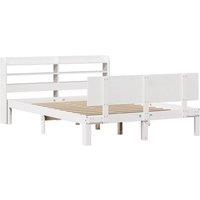 Berkfield Home Beautiful Bed Frame with Headboard without Mattress White 150x200 | Size: King