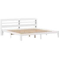 Berkfield Home Beautiful Bed Frame with Headboard without Mattress White 180x200 | Size: Super King