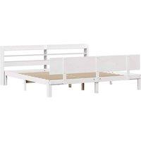 Berkfield Home Beautiful Bed Frame with Headboard without Mattress White 180x200 | Size: Super King