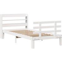 Berkfield Home Beautiful Bed Frame with Headboard without Mattress White 75x190 | Size: Small Single